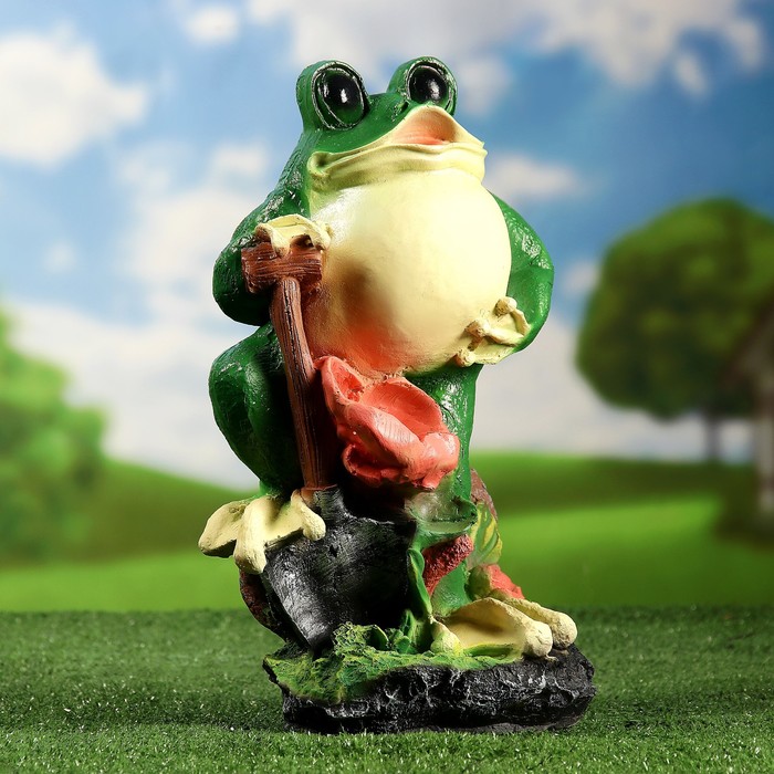 Садовая фигура "Лягушонок с лопатой", микс