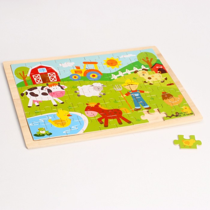 Пазл в деревянной рамке "На ферме", 60 элементов