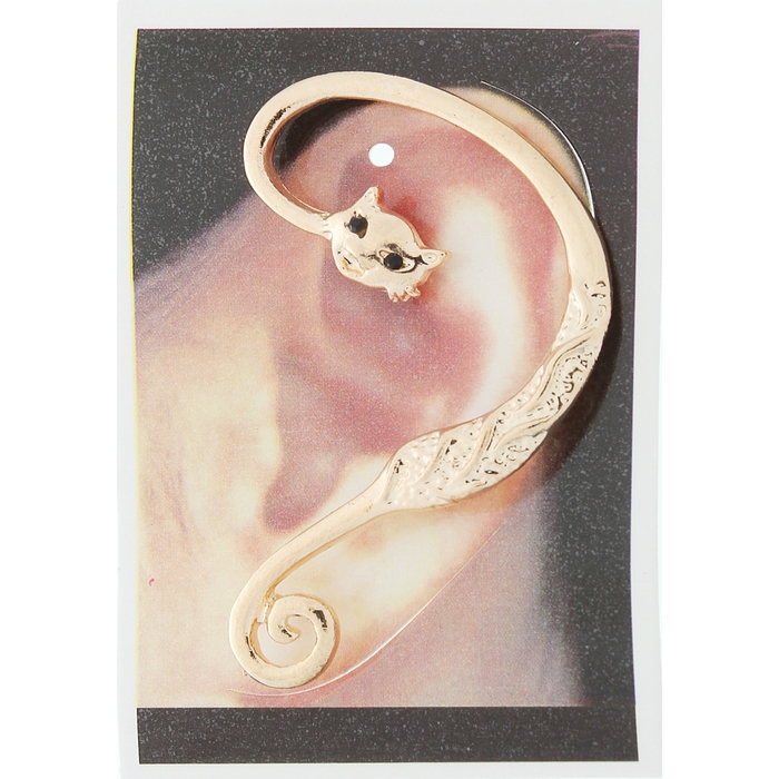 Серьга "Каффа" киса, цвет черный в золоте