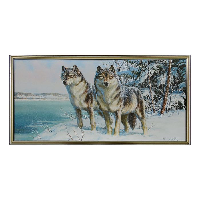 Картина "Волки в зимнем лесу"