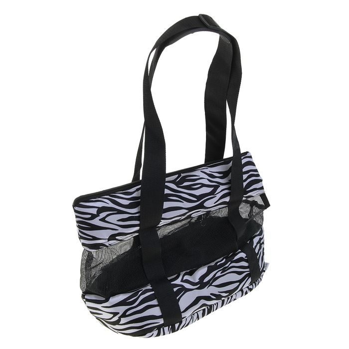 Сумка-переноска мягкая с сеткой "Зебра", 38 х 22 х 28 см