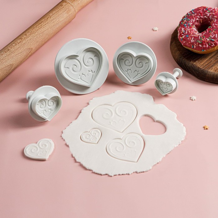 Набор плунжеров кондитерских "Сердце", 4 шт