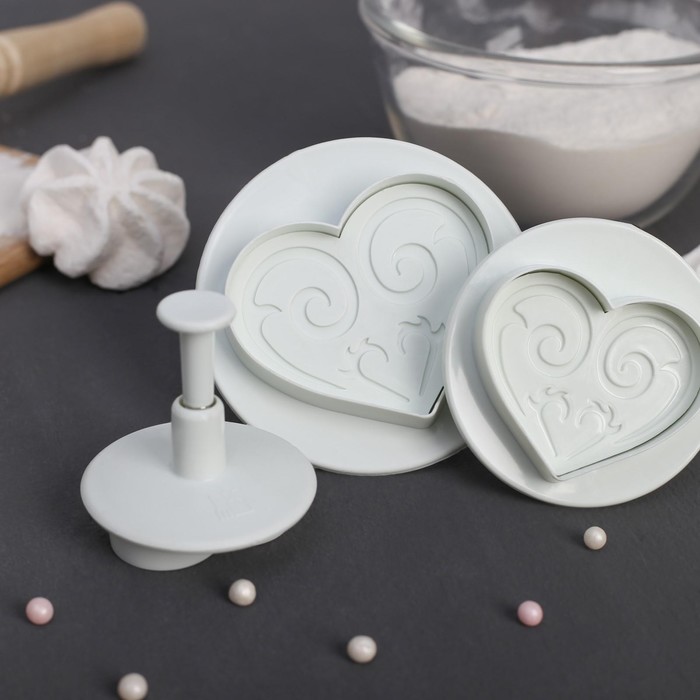 Набор плунжеров кондитерских "Сердце", 4 шт