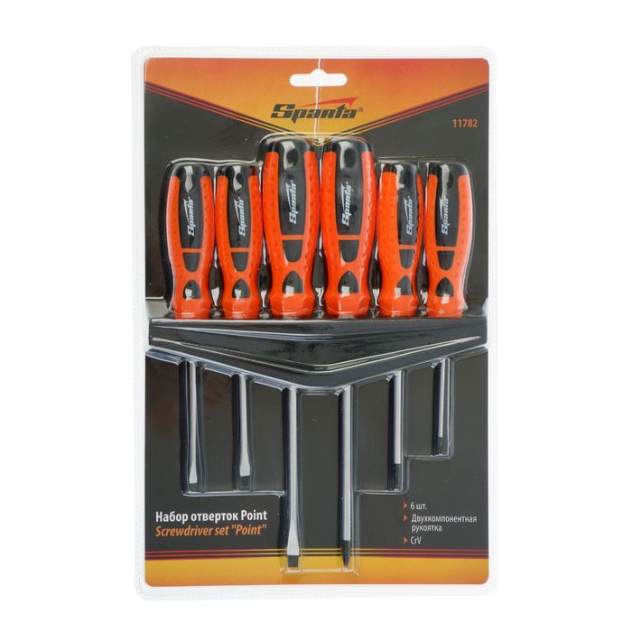 Набор отверток "Point", CrV, двухкомпонентные рукоятки, 6 шт
