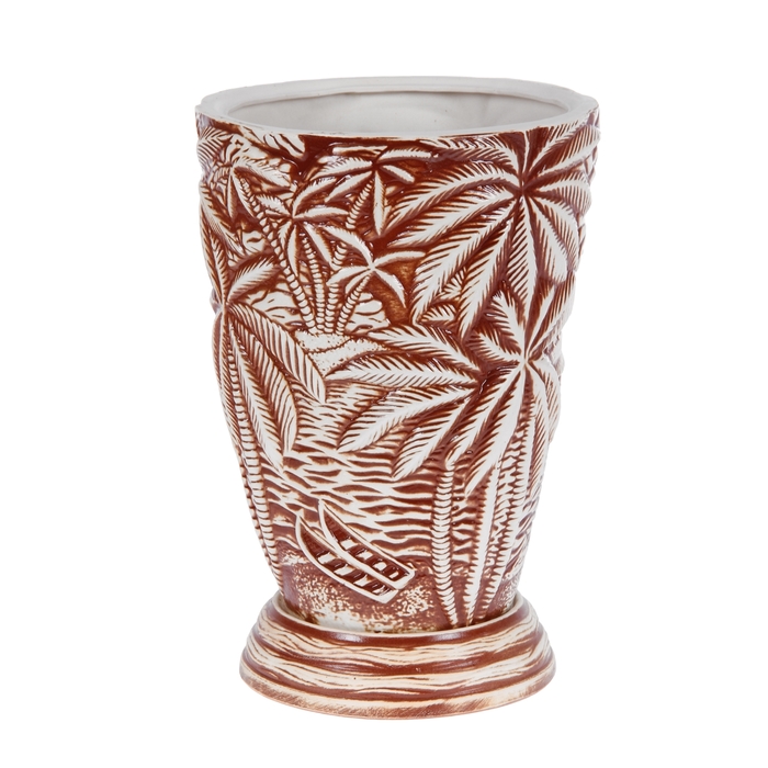 Кашпо "Пальмы" коричневое, глазурь, 20 л