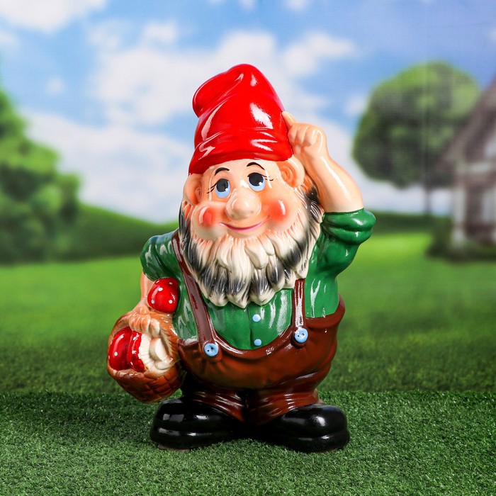Садовая фигура "Гном с корзиной", микс, 39 см