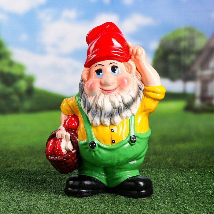 Садовая фигура "Гном с корзиной", микс, 39 см