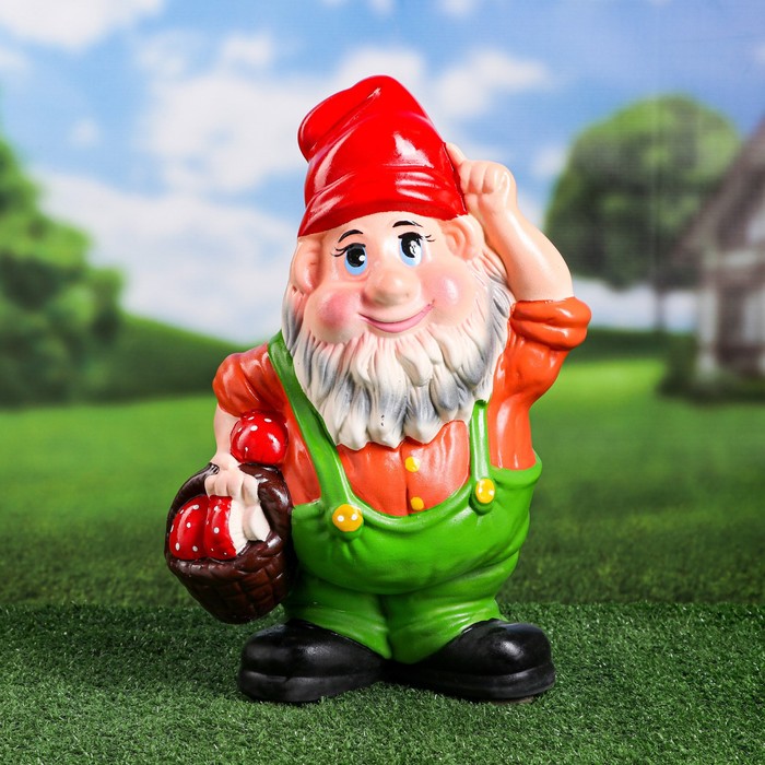 Садовая фигура "Гном с корзиной", микс, 39 см