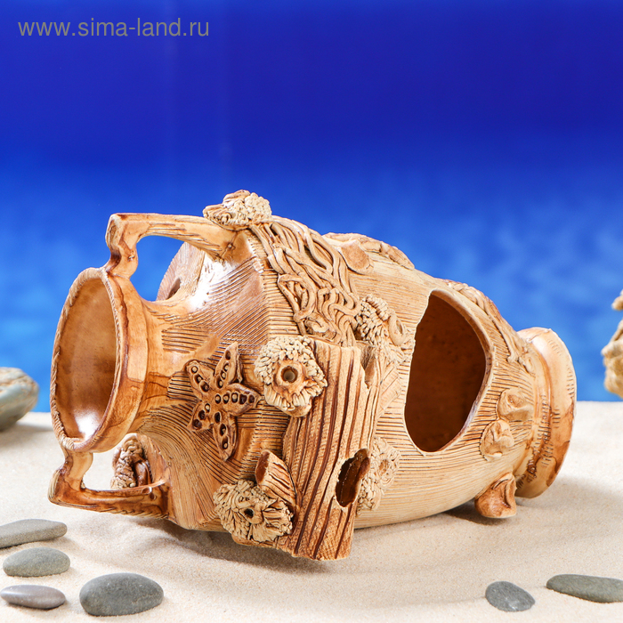 

Декорация для аквариума "Амфора с морской звездой", 15х20х13 см