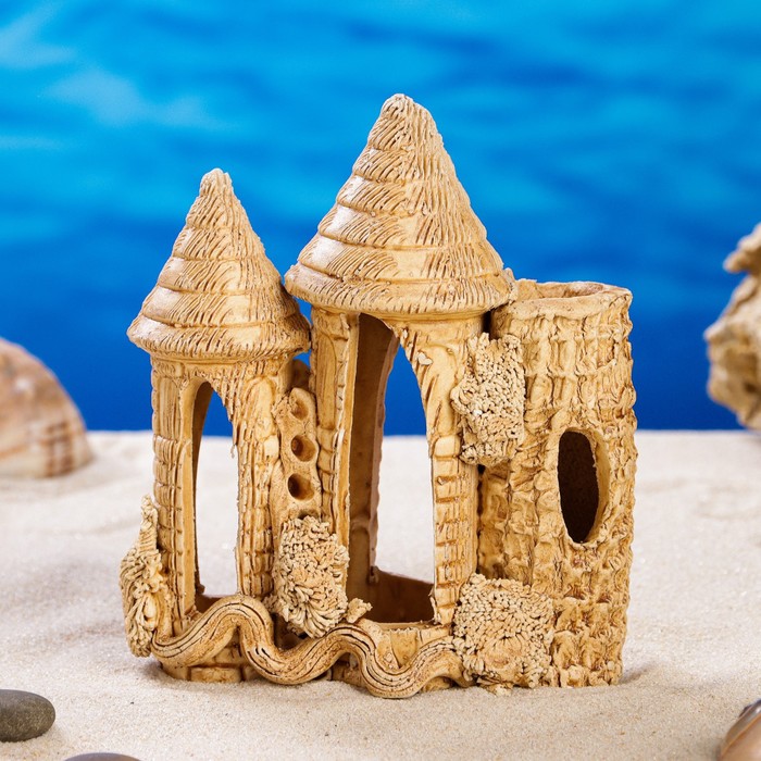 Декорации для аквариума "Замок и коряга" малый, микс