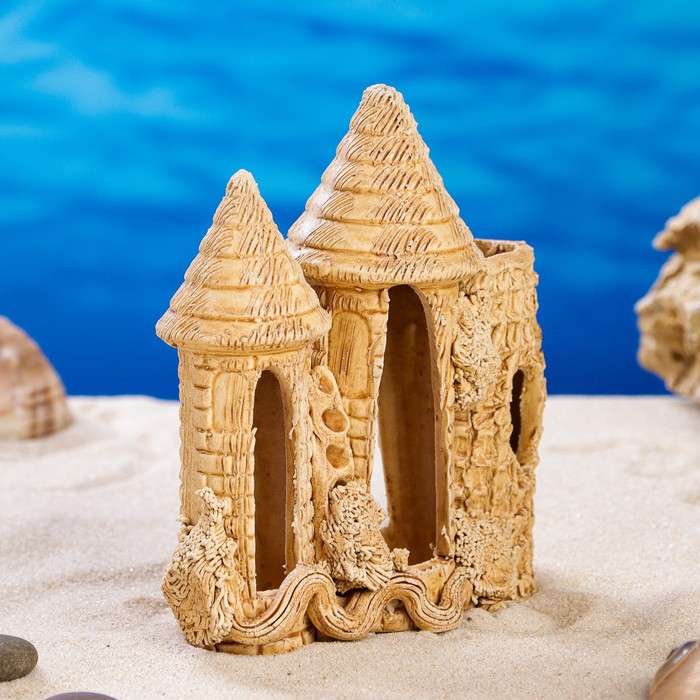 Декорации для аквариума "Замок и коряга" малый, микс