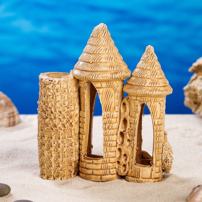 Декорации для аквариума "Замок и коряга" малый, микс