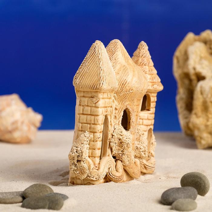 Декорации для аквариума "Замок и коряга" малый, микс