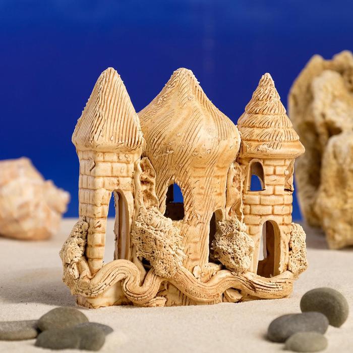 Декорации для аквариума "Замок и коряга" малый, микс