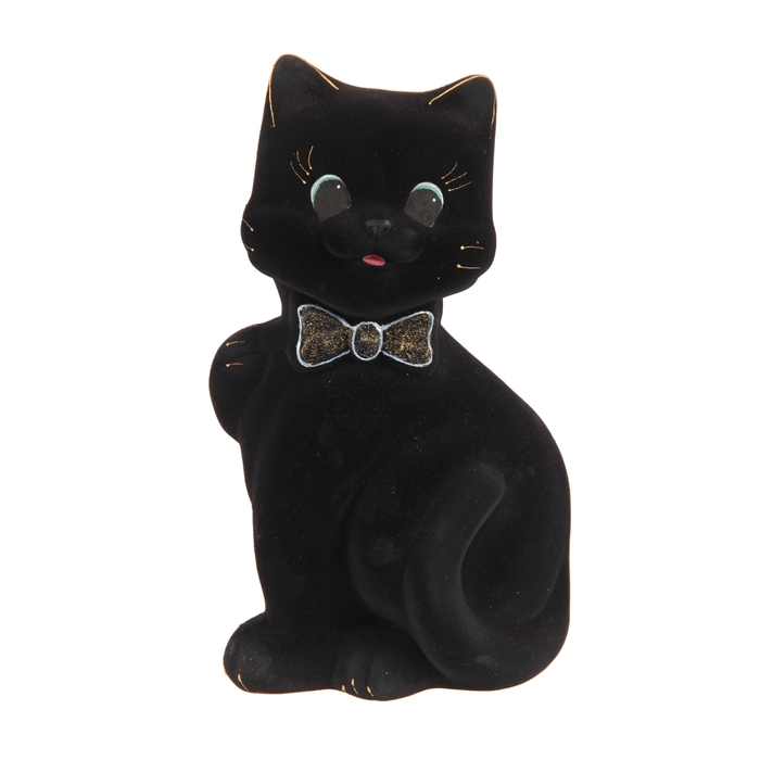 Копилка "Кот Бонни" большая, флок, чёрная