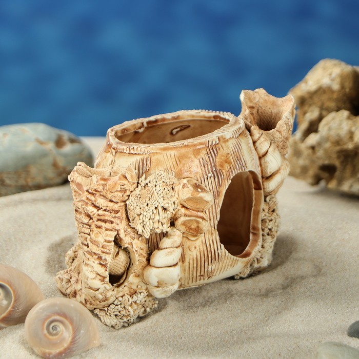 Декорации для аквариума "Бочка" малая, микс