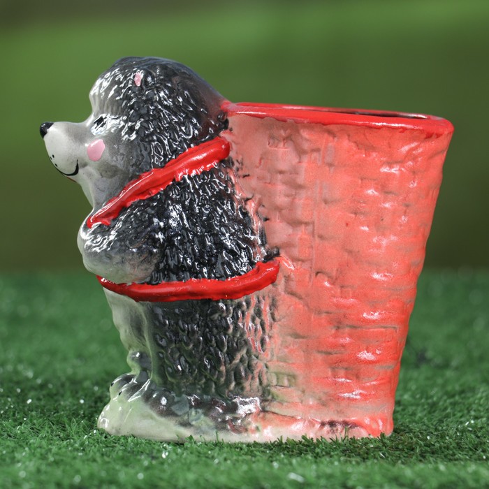 Фигурное кашпо "Ёж с корзинкой" микс