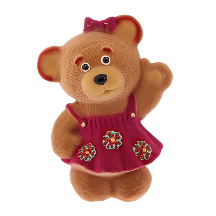 Копилка "Медведица в платье" флок, бежевая, микс