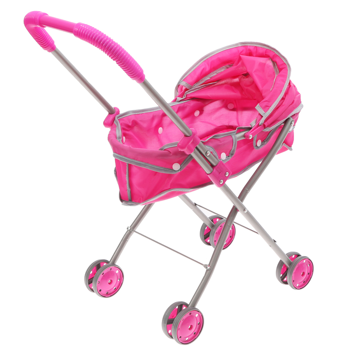 Коляска для кукол "Ромашка" с металлическим каркасом, пупс (высота 31,5 см.), сумка, цвета МИКС