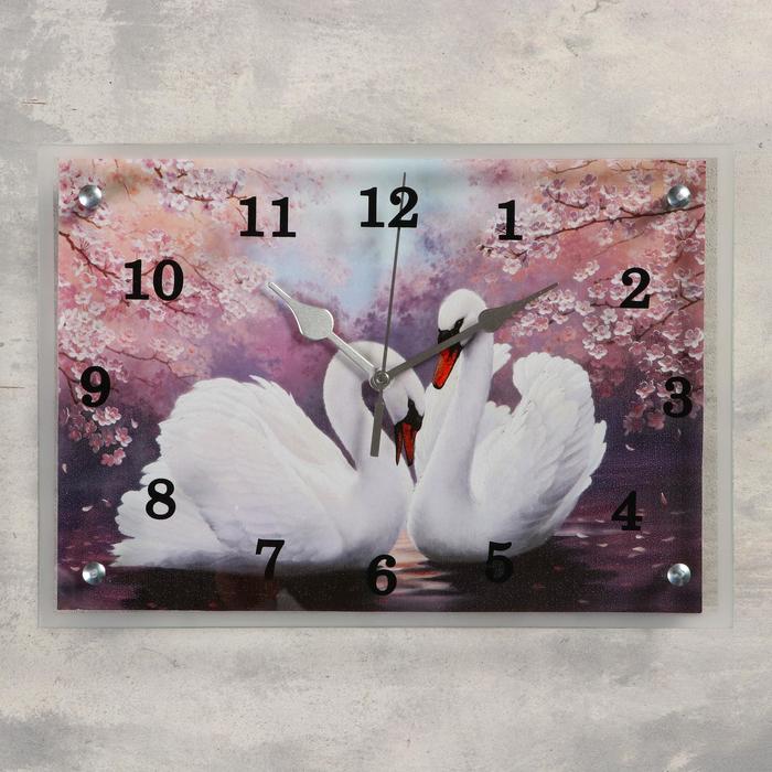 цена Часы-картина настенные, серия: Животный мир, Лебеди, 25 х35 см
