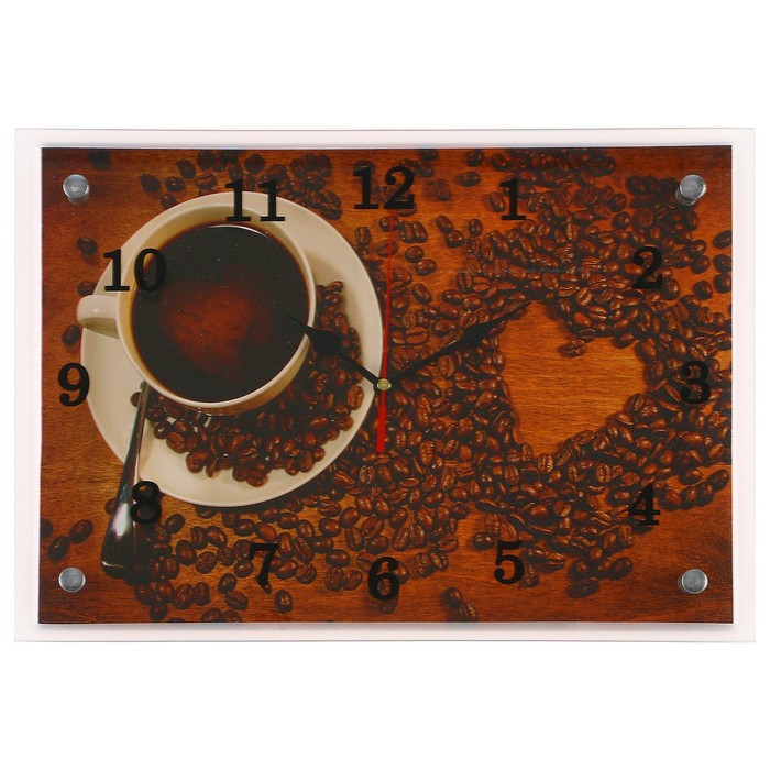 Часы настенные прямоугольные "Чашка кофе", 25х35 см микс