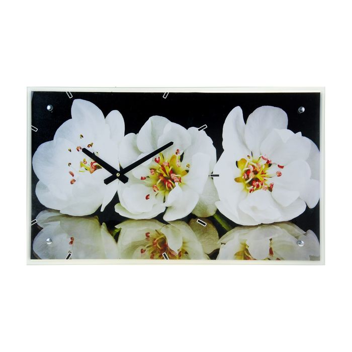 Часы настенные прямоугольные " Цветы", 35х60 см