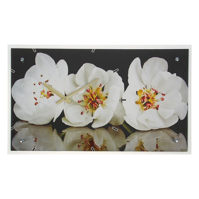 Часы настенные прямоугольные " Цветы", 35х60 см
