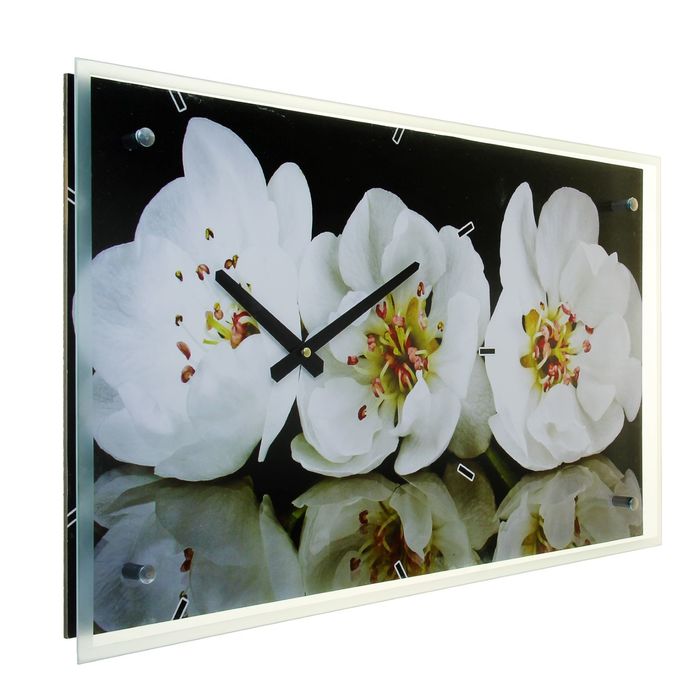 Часы настенные прямоугольные " Цветы", 35х60 см