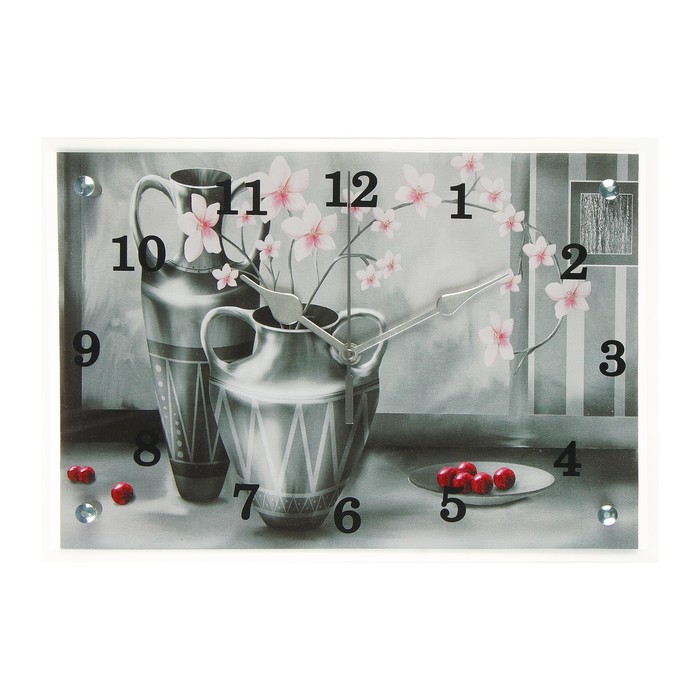 Часы настенные прямоугольные "Две вазы", 25х35 см микс