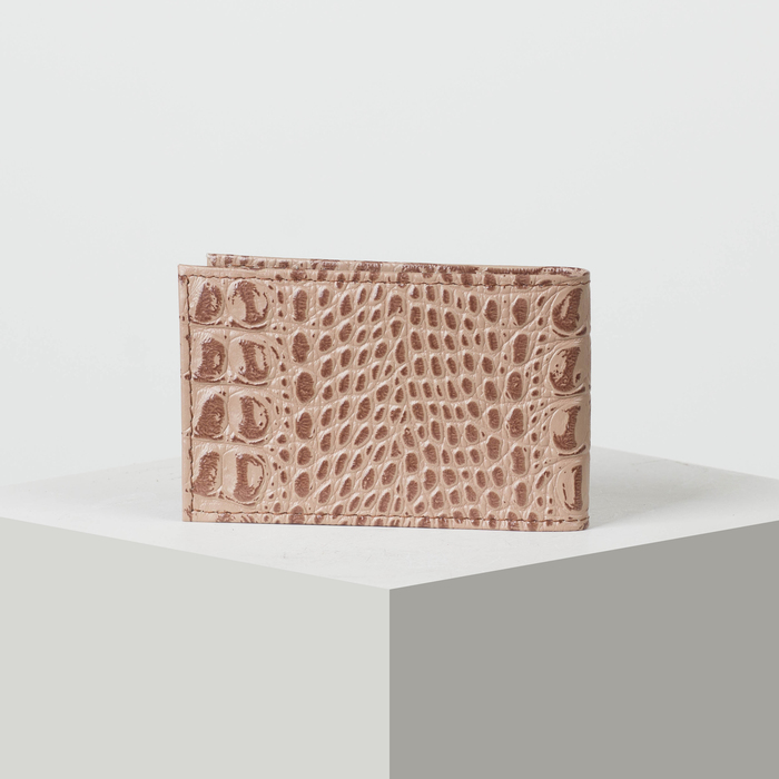 Визитница, 1 ряд, 18 листов, кайман, цвет бежевый