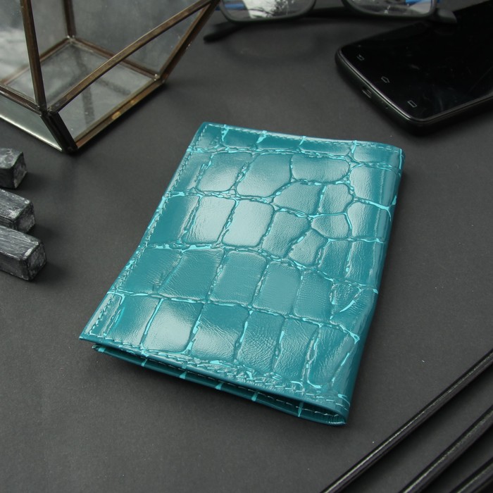 Обложка для автодокументов, бирюзовый скат