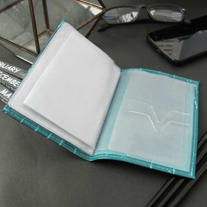 Обложка для автодокументов, бирюзовый скат