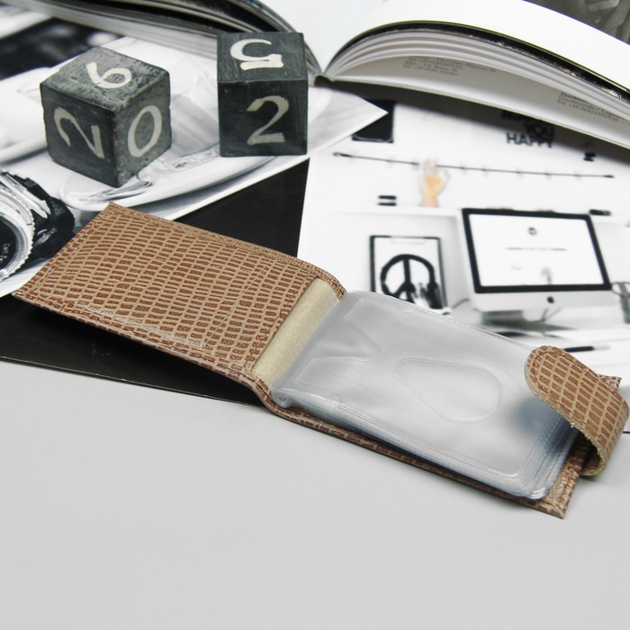 Визитница, 1 ряд, 18 листов, игуана, цвет бежевый