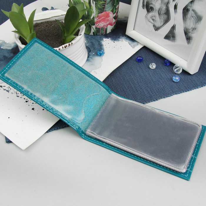 Визитница, 1 ряд, 18 листов, скат, тёмно-голубой