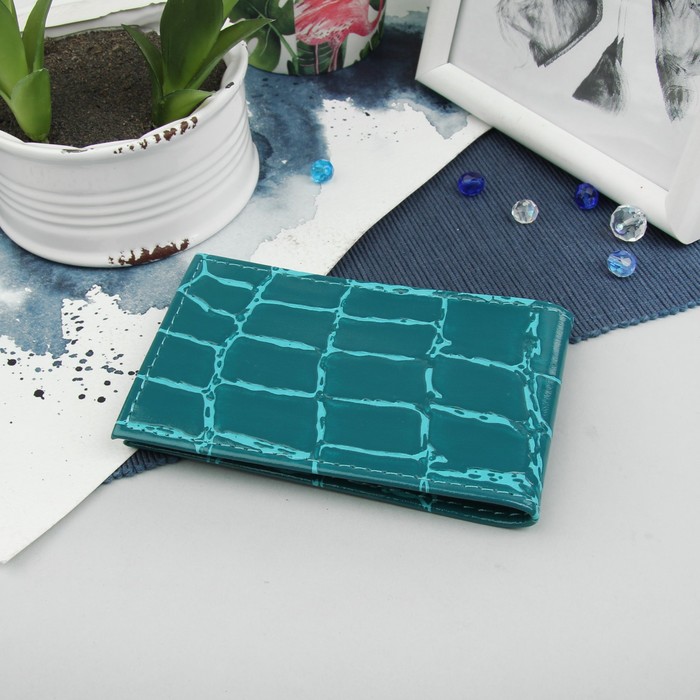 Визитница, 1 ряд, 18 листов, скат, тёмно-голубой