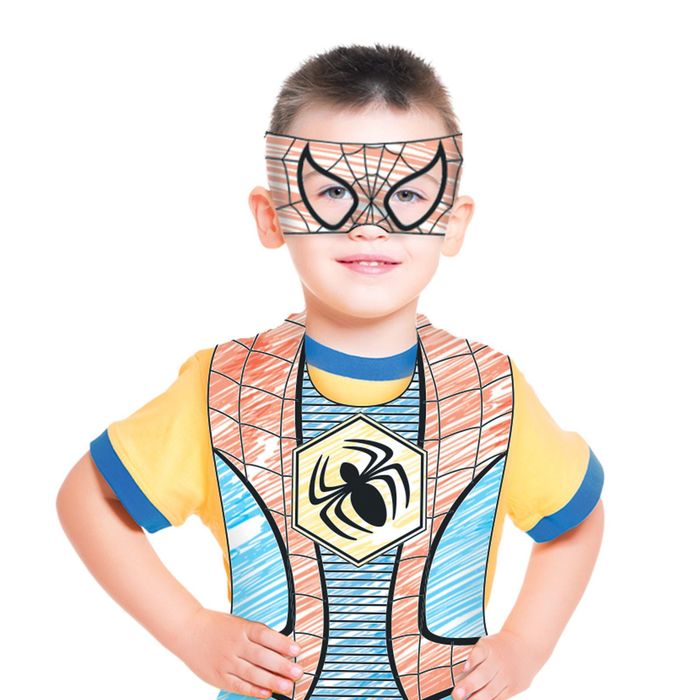 Маскарадный костюм-раскраска "Человек-паутинка" и восковые карандаши