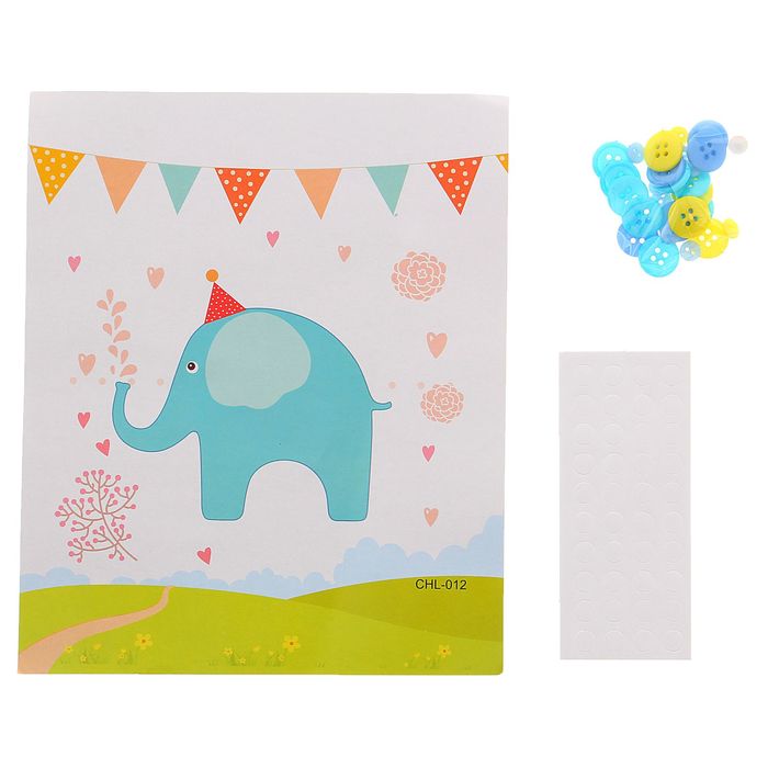 Аппликация пуговицами "Слоник"