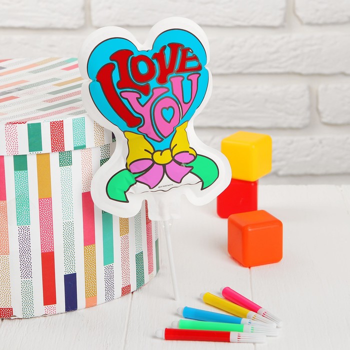 Раскраска - надувная фигурка "Сердечко" + 5 фломастеров