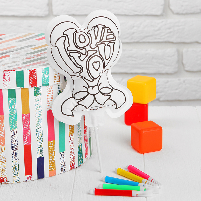 Раскраска - надувная фигурка "Сердечко" + 5 фломастеров