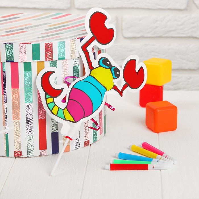 Раскраска - надувная фигурка "Крабик" + 5 фломастеров