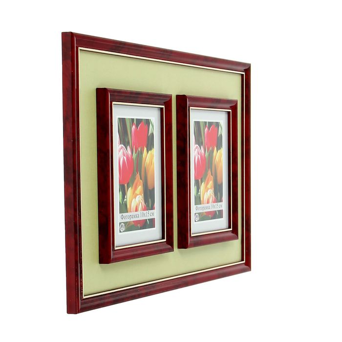 Фоторамка с двойным паспарту под фото 10х15 см, МИКС