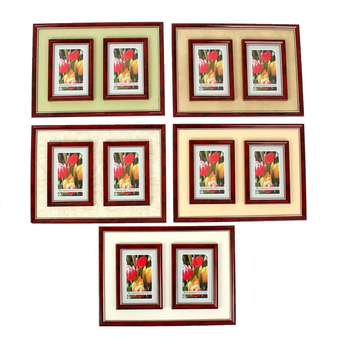 Фоторамка с двойным паспарту под фото 10х15 см, МИКС