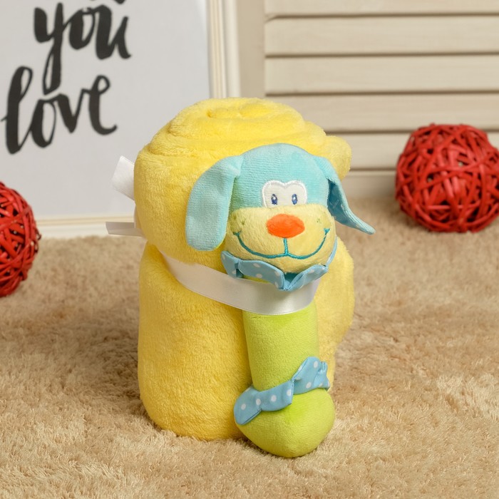 Набор подарочный для новорождённых "Этелька" 2 пр Дружок-погремушка, размер 75х100 см