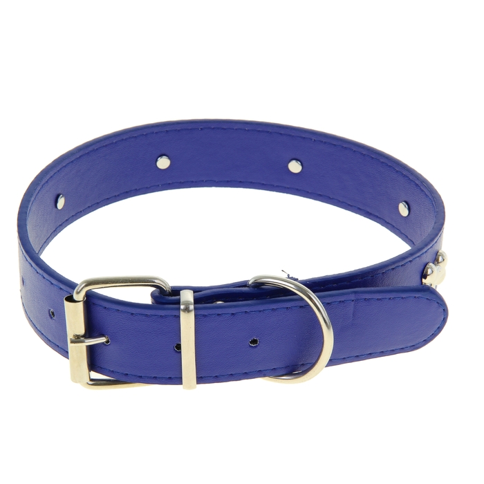 Ошейник "Мюнхен" с косточками, 58 х 3 см, искусственная кожа, синий