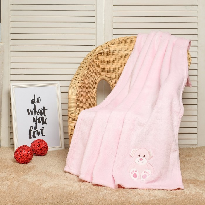 Плед для новорождённых "Этелька" Мишка пинк, размер 75х100 см