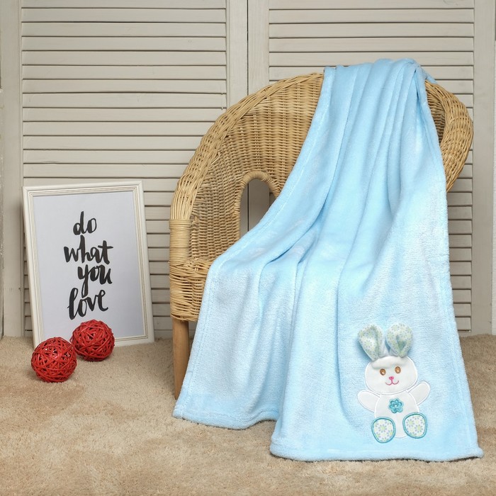 Плед для новорождённых "Этелька" Зайка блю, размер 75х100 см