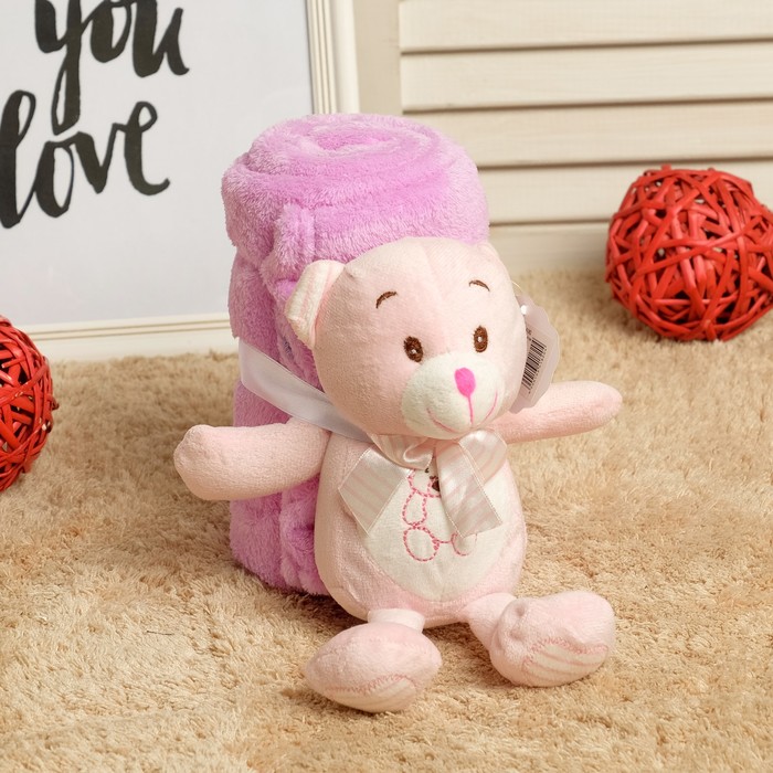 Набор подарочный для новорождённых "Этелька" 2 пр Мишутка, размер 75х100 см