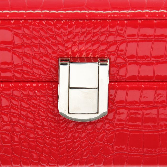 Шкатулка под очки 4 отделения "Красная рептилия"