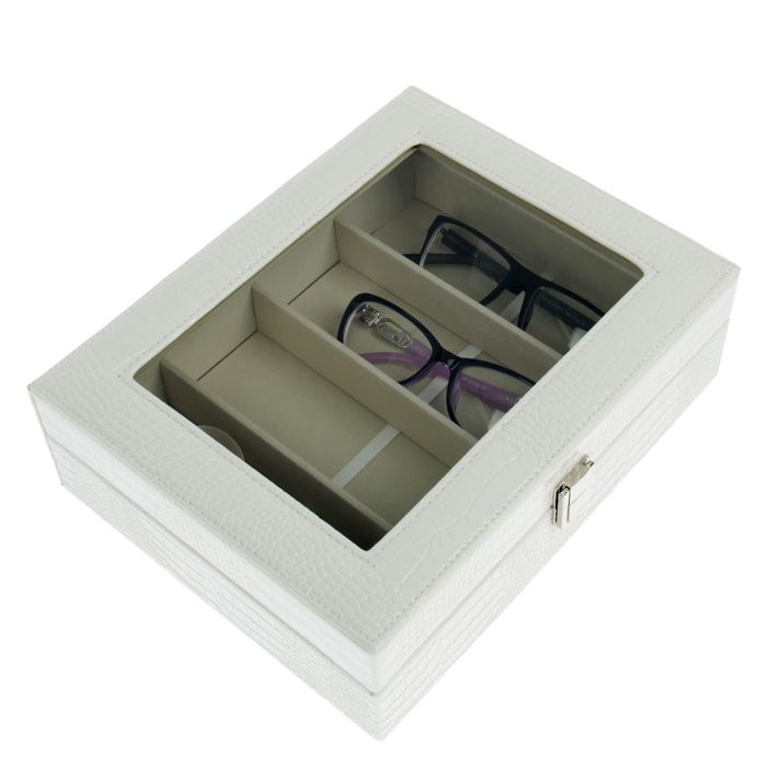 Шкатулка под очки 4 отделения "Белая дымка"