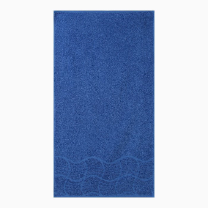 фото Полотенце махровое «волна», размер 30х70 см, цвет синий, 300 г/м² дм